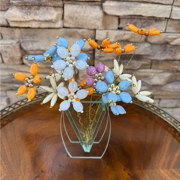 Artificial Handmade beaded flower stems with Vase - Picture 1 of 4